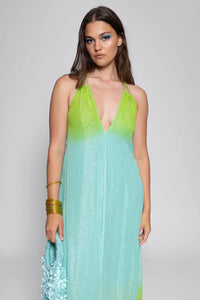 Sundress Natasha Long Dress - Marbella Tie Dye Pool and Lime