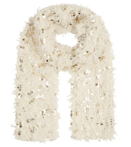 Nooki Harlow Sequin And Faux Fur Scarf-Cream