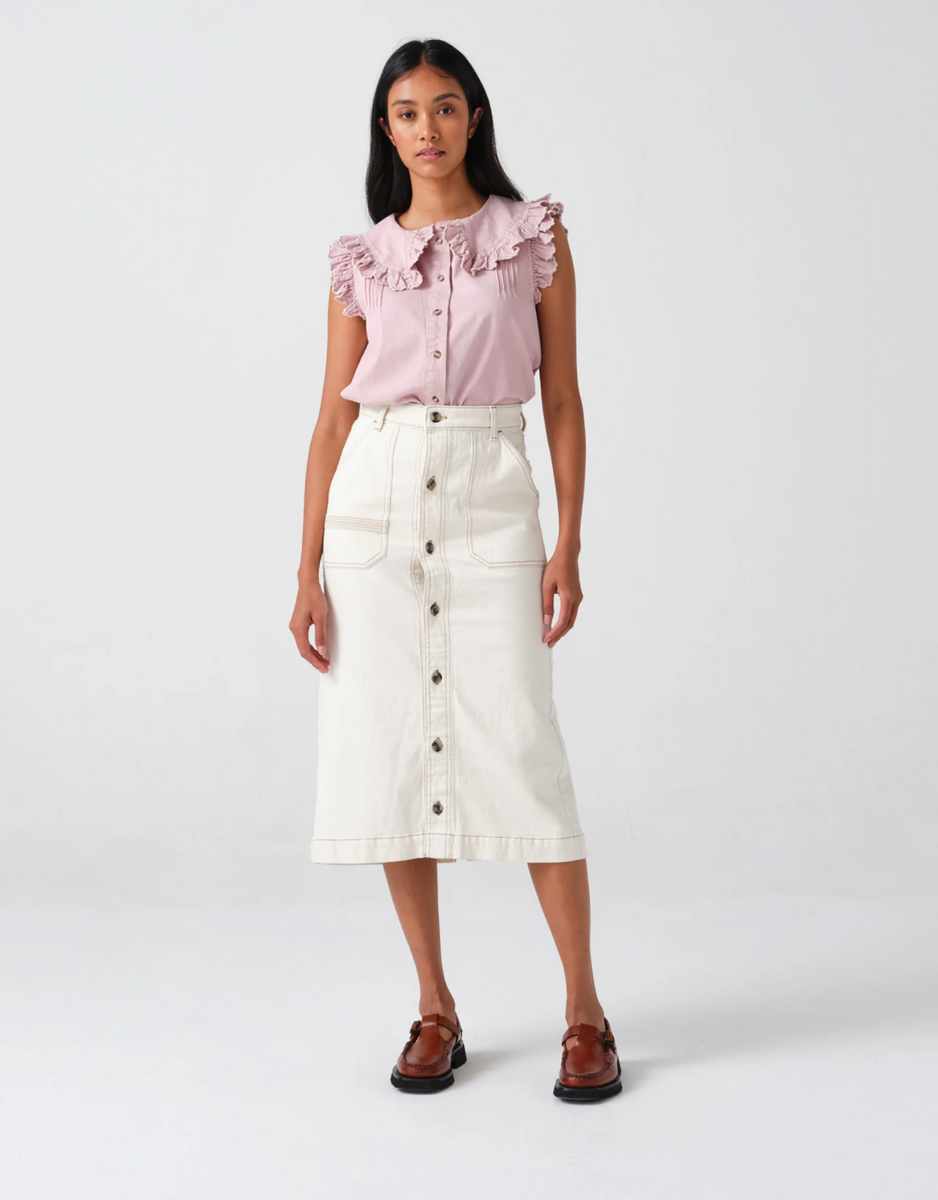 Seventy + Mochi Faye Slip Skirt in Oceanic Blue