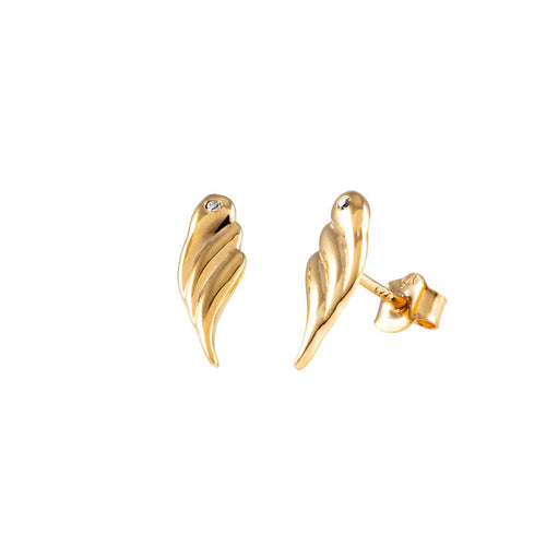 Pureshore Tulipa Earrings in 18kt Yellow Gold Vermeil with a White Diamond