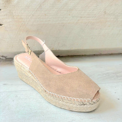 Macarena Peep Wedge Espadrille - Beige
