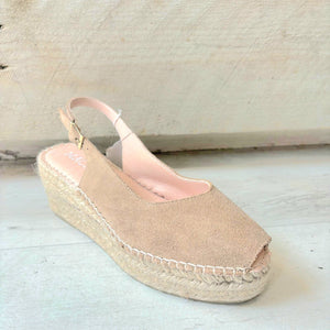 Macarena Peep Wedge Espadrille - Beige