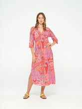 One Season Long Poppy Dress - Brazil print in Coral