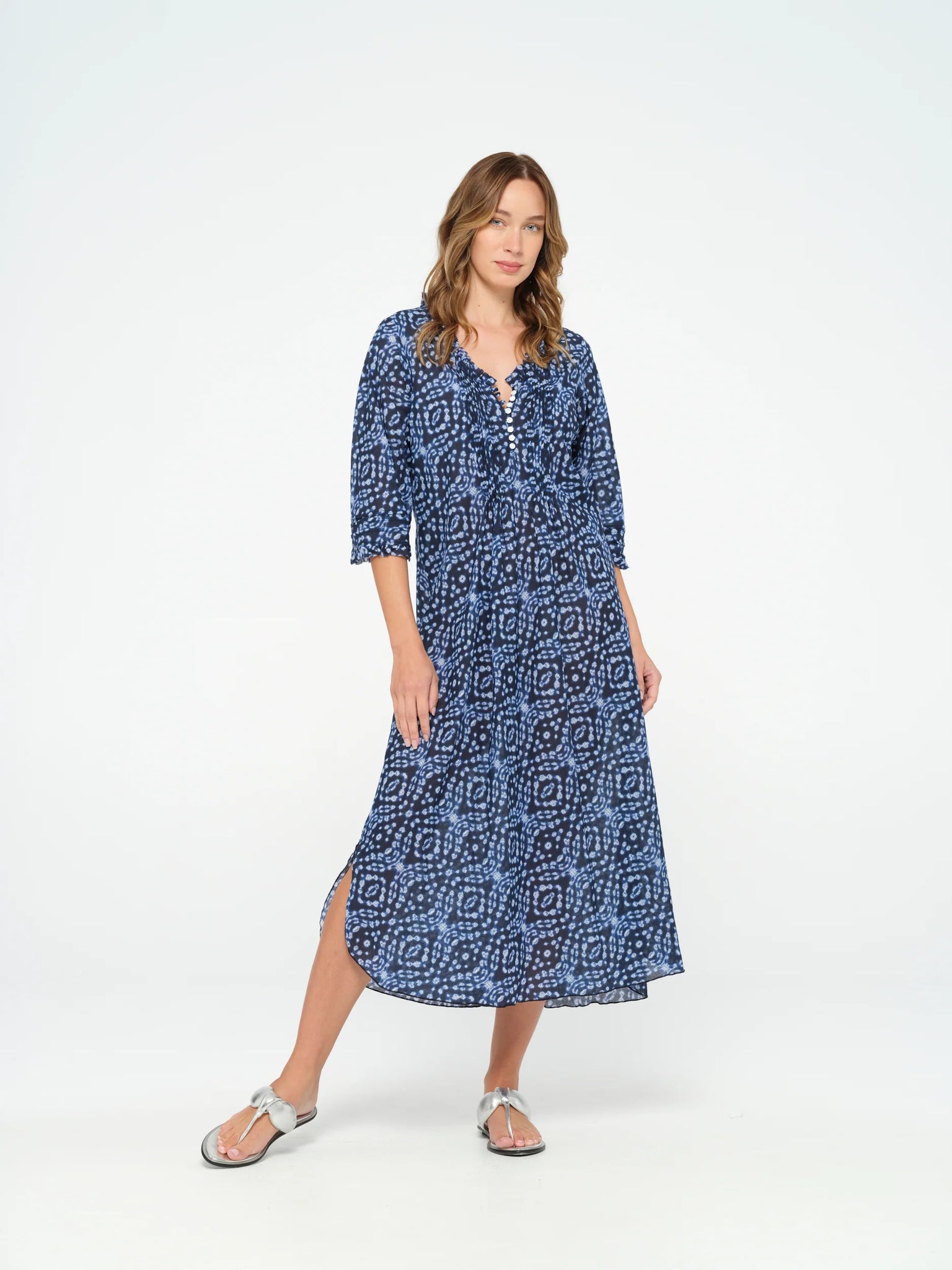 cotton twisting poppy print maxi dress Me+Em Cotton Twisting Poppy Print Maxi Dress In White/Green/Multi - 30% Off