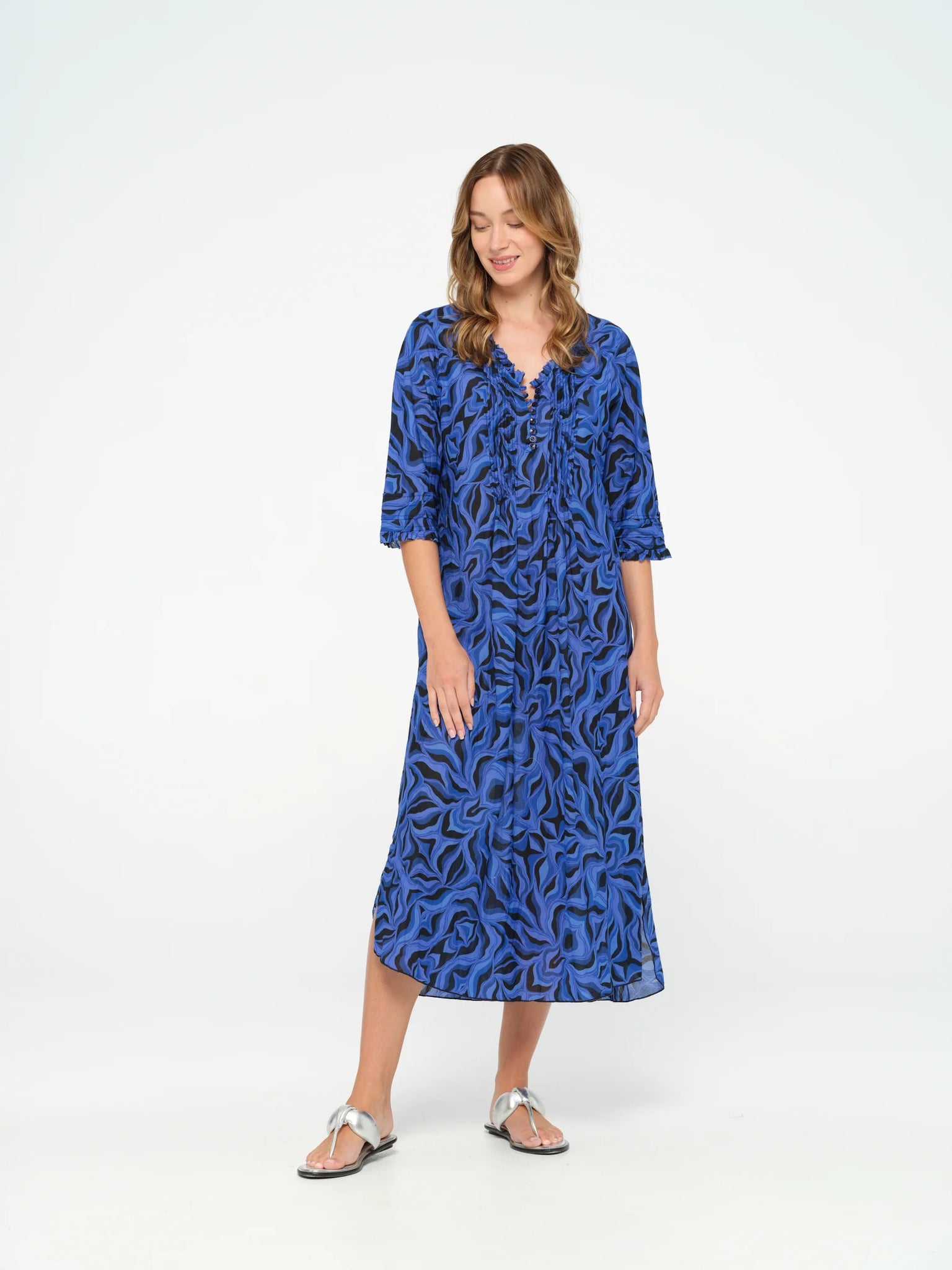 One Season Long Poppy Dress - Cocos Print in Royal BOHO BEACH FEST One Season Long Poppy Dress - Cocos Print in Royal BOHO BEACH FEST