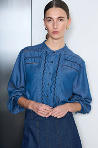 Pieszak - Celika Emb Shirt - Dark Denim