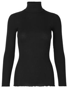 Rosemunde Turtleneck Silk Blouse in Black (Style 4514)