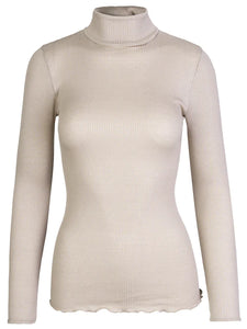 Rosemunde Turtleneck Silk Blouse in Cacao (Style 4514)