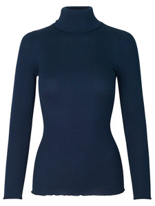 Rosemunde Turtleneck Silk Blouse in Navy (Style 4514)