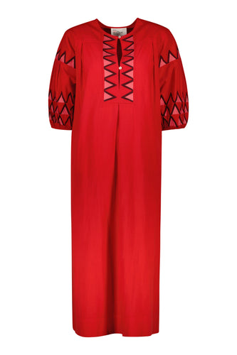 Leon & Harper Rudo Alpha + Red Short Sleeved Long Dress