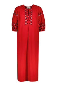 Leon & Harper Rudo Alpha + Red Short Sleeved Long Dress