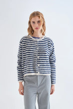 Compania Fantastica - Striped Cardigan - White and Blue