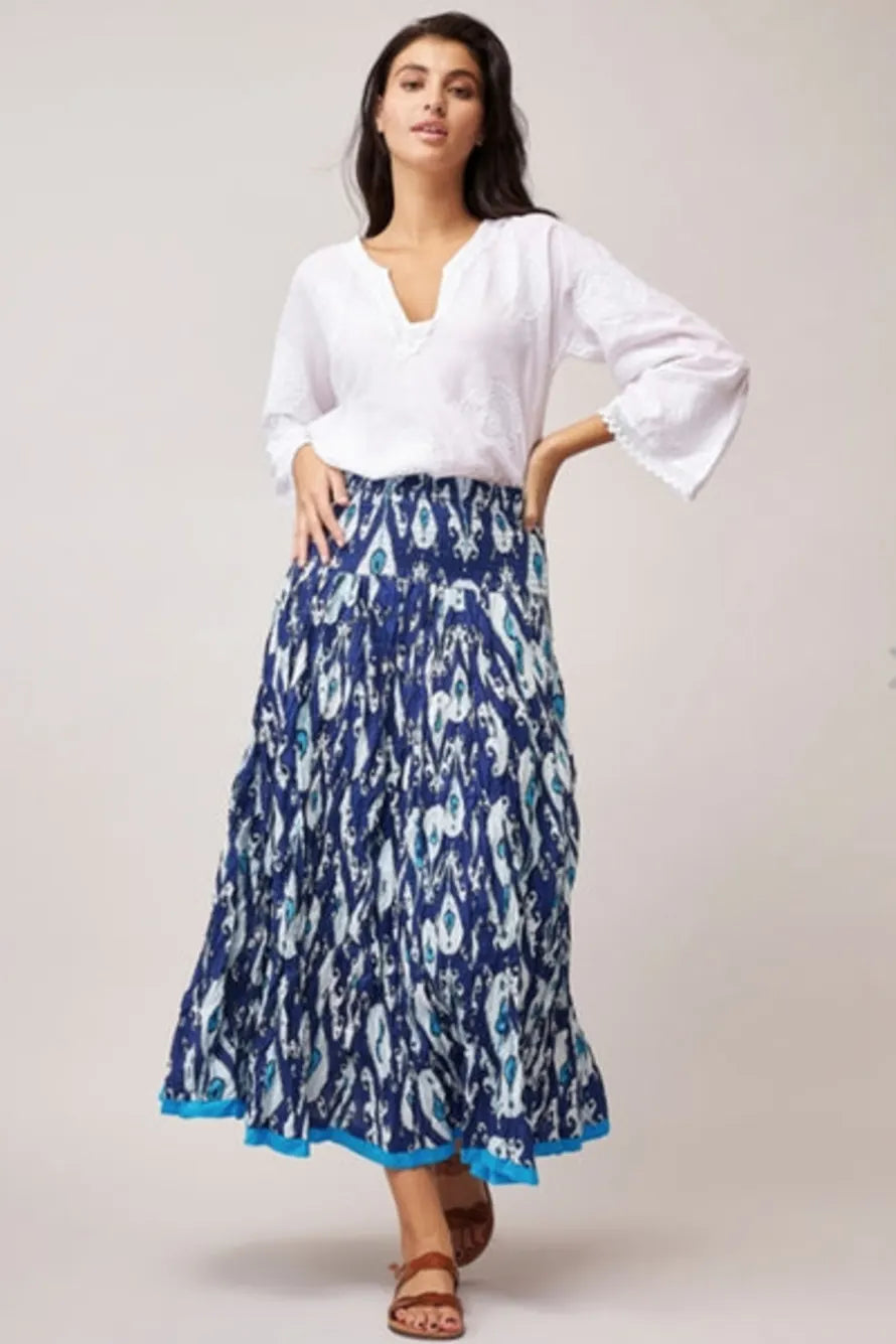 Dreams - Arista Skirt - Minx Ikat Navy