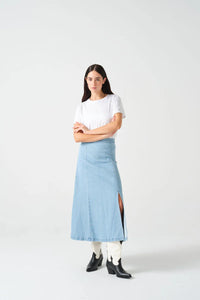 Seventy + Mochi Faye Slip Skirt in Oceanic Blue