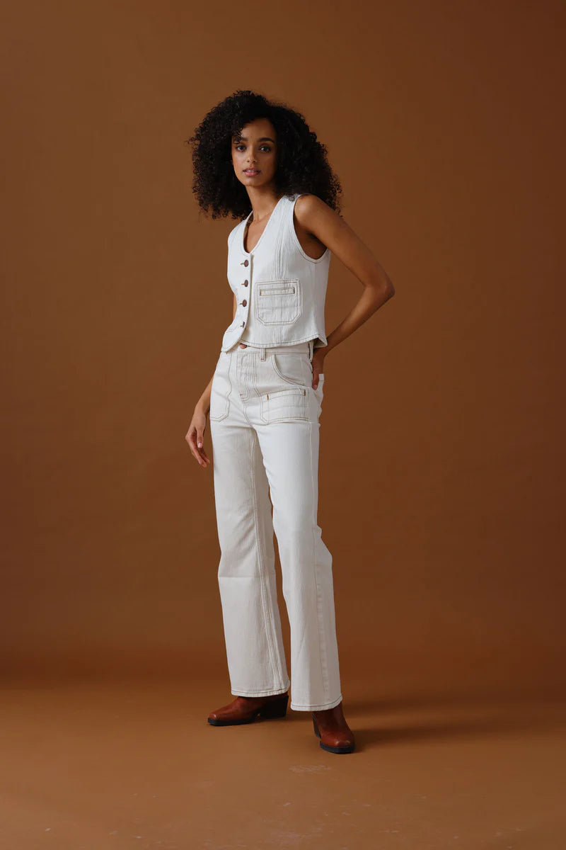 Seventy + Mochi Queenie Jean in Ecru Denim