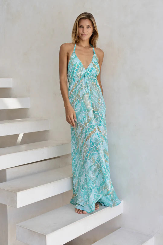 Sophia Alexia Silk  Ibiza Maxi -Aqua Pebbles