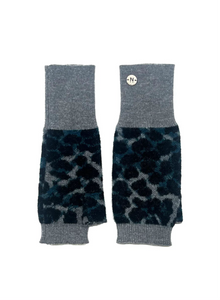 Nooki - Darcy Leopard Fingerless Gloves - Blue Mix