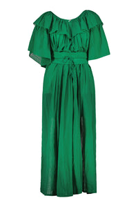 Leon & Harper Raeya Plain + Green Short Sleeve Long Dress