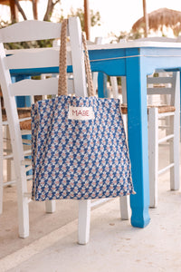 M.A.B.E Blockprint & Jute Tote - Multi