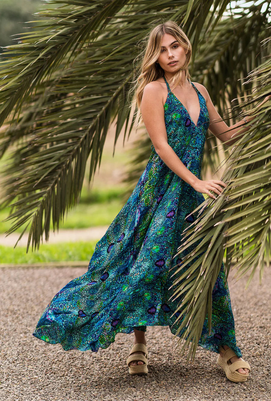 ibiza maxi dress Green Ibiza Halter Maxi Dress