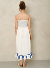 M.A.B.E Carmi Emb dress - Ecru/Blue