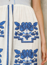 M.A.B.E Carmi Emb dress - Ecru/Blue