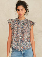 M.A.B.E - Cass Print Frill Top - Indigo/Rust