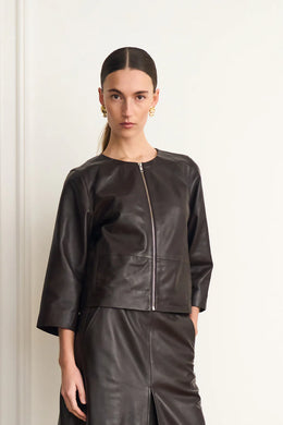 Pieszak Lanni Leather jacket - Black coffee