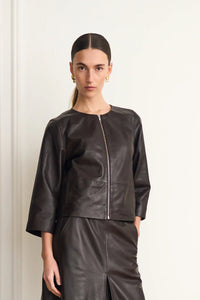 Pieszak Lanni Leather jacket - Black coffee