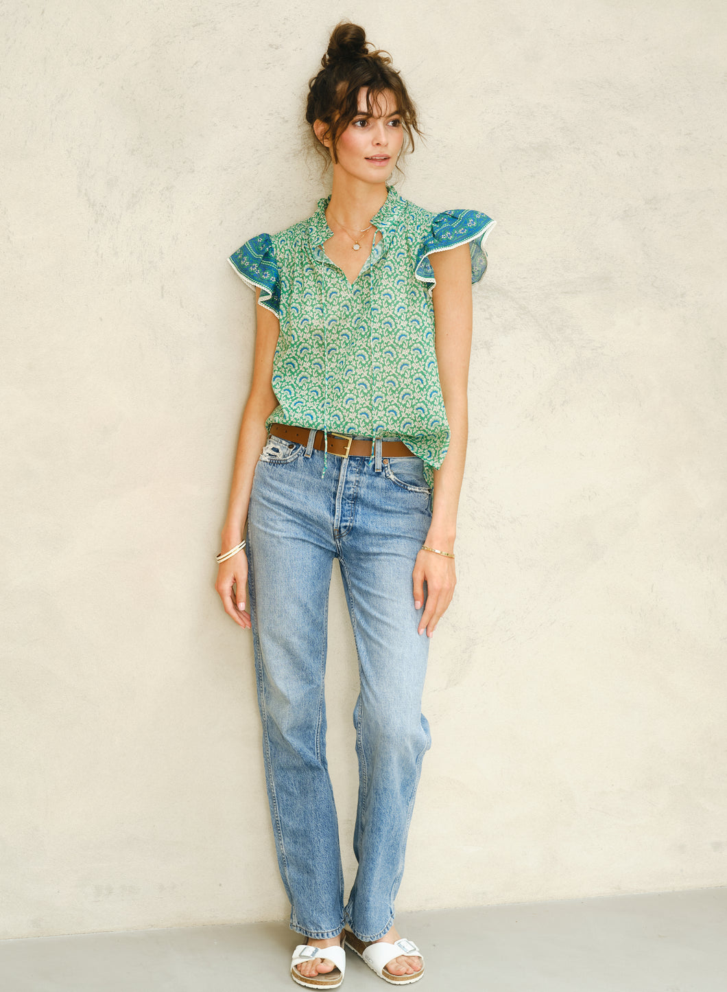 M.A.B.E Dana Print Top - Green