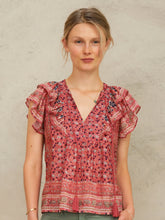 M.A.B.E - Darla Print Frill Short Sleeve Top - Rose/Multi