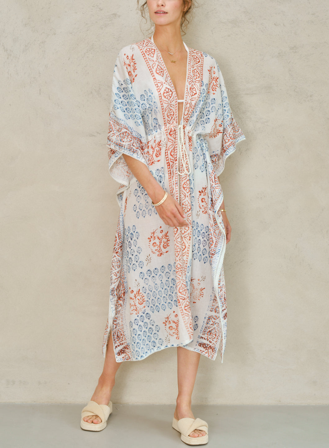 M.A.B.E Dory Print Cover Up - Blue/Rust