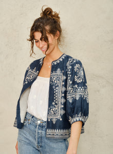 M.A.B.E Eden Print Jacket - Indigo