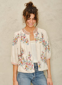 M.A.B.E Emi Emb Jacket - Ecru/Pastel