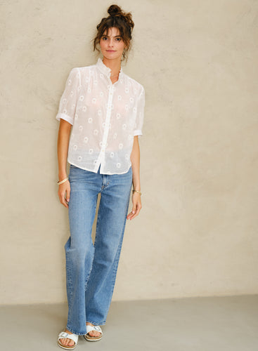 M.A.B.E Frani Emb Top - White