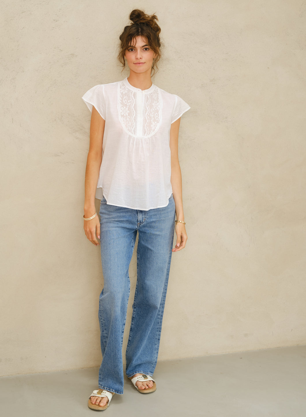 M.A.B.E Freya Lace Top - White