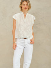 M.A.B.E - Lilia Emb Short Sleeve Top - Ecru