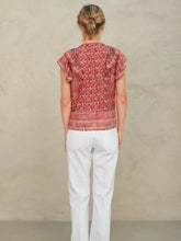 M.A.B.E - Darla Print Frill Short Sleeve Top - Rose/Multi