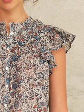 M.A.B.E - Cass Print Frill Top - Indigo/Rust