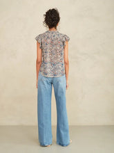 M.A.B.E - Cass Print Frill Top - Indigo/Rust