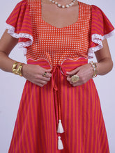 New Day Originals - Feather Dress - Pink/Orange Gingham Stripe