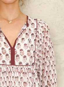 M.A.B.E Kiki Print Gathered Dress - Blue