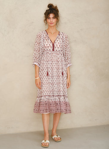 M.A.B.E Kiki Print Gathered Dress - Blue