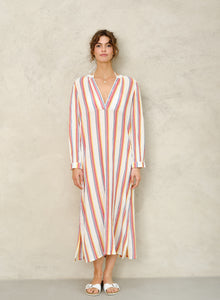 M.A.B.E Kori Stripe Kaftan - Ecru/Multi