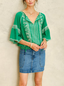 M.A.B.E Lena Emb Top - Green