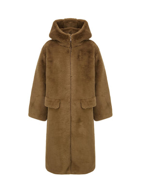 Molliolli - Comely Hug Hooded Coat -Tobacco Brown