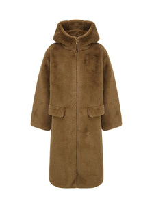 Molliolli - Comely Hug Hooded Coat -Tobacco Brown
