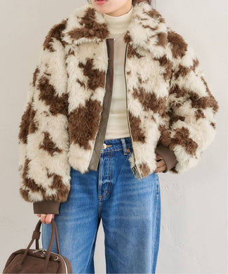 Molliolli - Gege Aviator Jacket - Brown and Cream