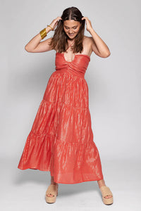 Sundress Rika Maxi Dress - Terracotta and Gold