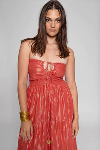 Sundress Rika Maxi Dress - Terracotta and Gold